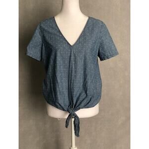 Madewell Front-Tie Top Short Sleeve Chambray Women's Small